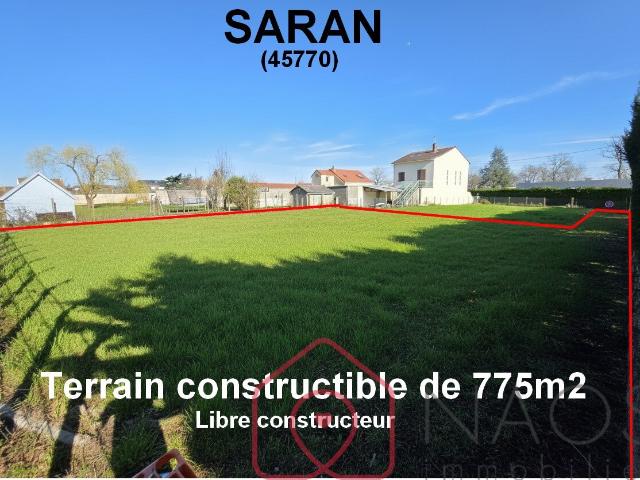 Saran terrain constructible de 775m2 proche des commodités