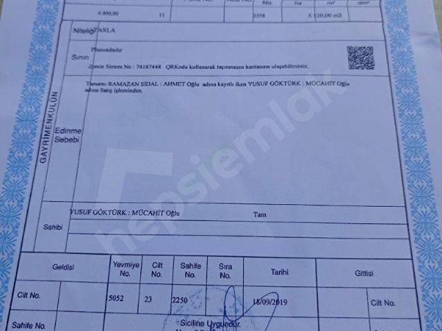 satılık tarla korkuteli taşkesiği mah sinde