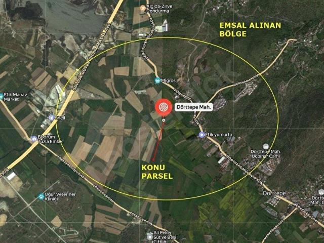 SATILIK TARLA MİLAS DÖRTTEPE'DE RUHSATLI YATIRIMLIK 11.401 m ARAZİ