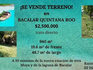 Se vende Terreno en Bacalar