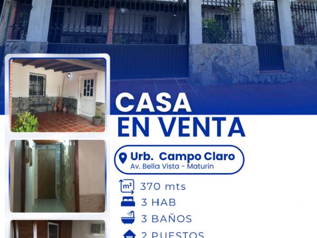 SE VENDE CASA EN URB. CAMPO CLARO VE01 0011BV YGON