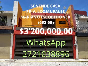 ?SE VENDE CASA PRIVADA LOS MURALES MARIANO ESCOBEDO VERACRUZ 6R3.5B