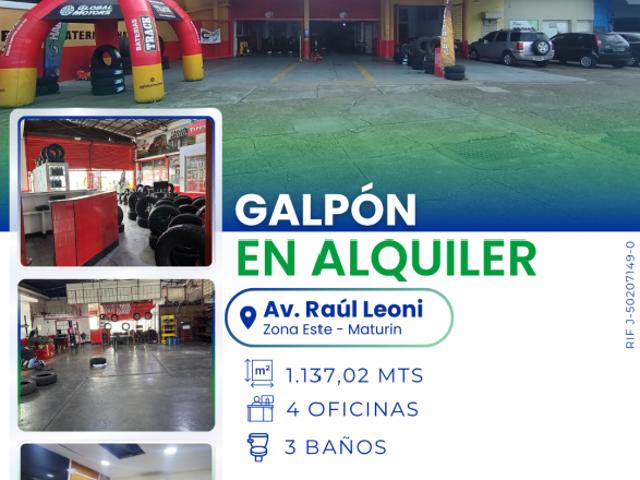 SE ALQUILA GALPON EN AV. RAUL LEONI AL01 0018ZE JROD