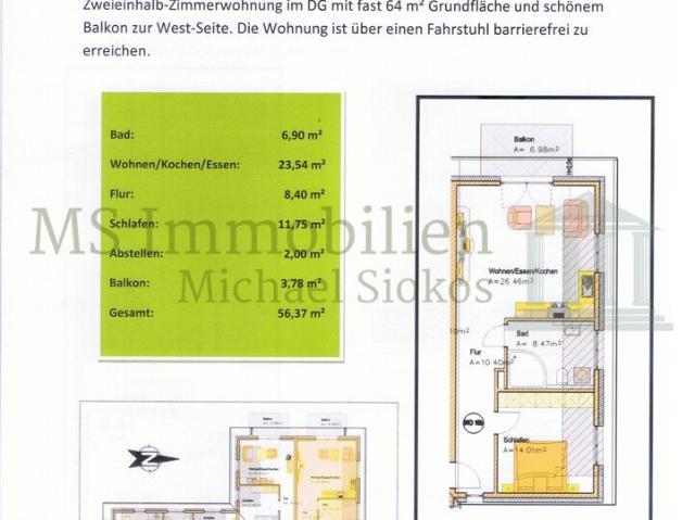 Seniorenbetreutes Wohnen 2 ZKB + Balkon + Stellplatz