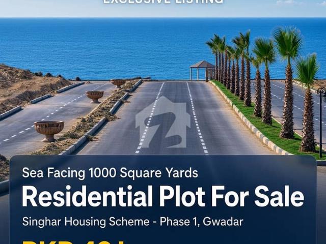 Sea Facing 40 Marla 1000 Sq. Yd Corner Residential Plot for Sale in Singhar Housing Scheme Phase 1, Gwadar