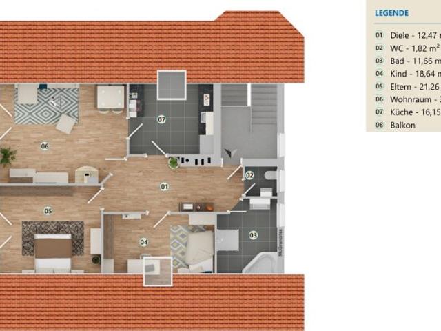 Sehr schöne Dachgeschosswohnung in Wels – 3 Zimmer, Balkon, perfekt für Familein und WG's