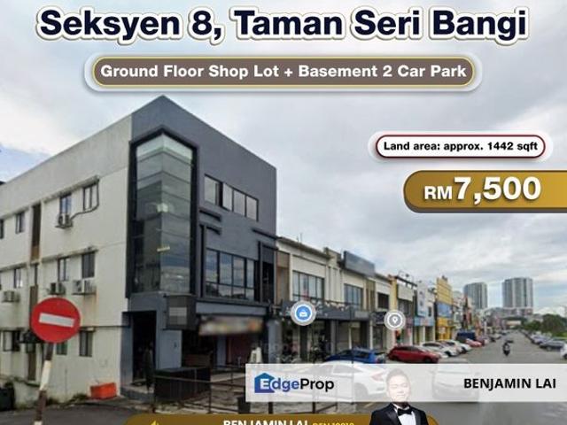 Seksyen 8, Taman Seri Bangi Ground Floor Lot + Basement 2 Car Park For Rent