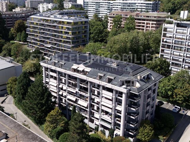 Seltene Wohnung im Obergeschoss mit atemberaubender Aussicht und Pool in Petit Saconnex – Exklusiv
