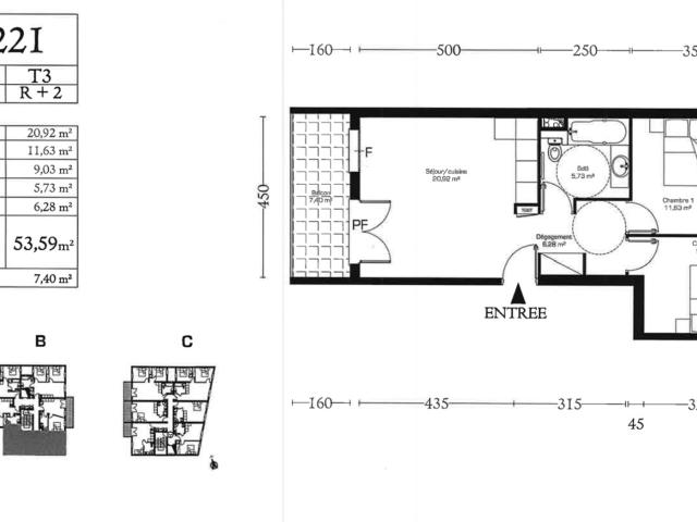 Sète T3 vendu loué Rendement 5,1 % Locataire en place. 55m² Sète
