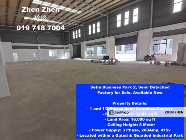 Setia Business Park 2, Semi Detached Factory for Available Now