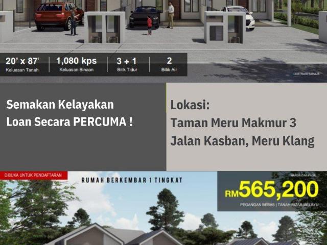Setingkat Perumahan Baru di Taman Meru Makmur 3, Meru Klang