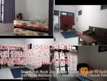 Sewa Rumah Murah Jogja Harian Bulanan Mingguan RS Sarjito Murah Meriah Malioboro 15mnt Keluarga 2KT