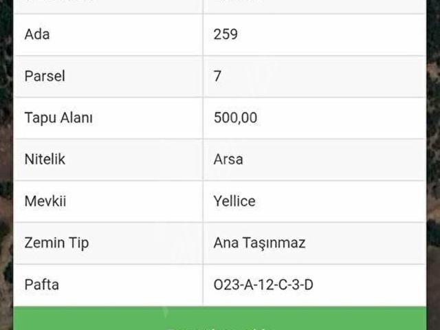 SEYDİKEMER KINIK ARSA İMARLI 500 M2 MANZARALI MÜSTAKİL PARSEL