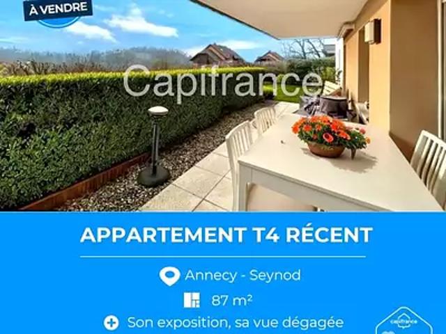 Seynod 74600 Achat / Vente appartement 4 pièces t4 jardin terrasse