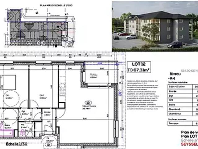 Seyssel 01420 Achat / Vente appartement 3 pièces t3