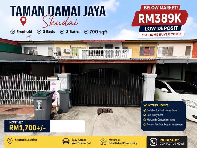 Skudai Low Deposit Double Storey 3Beds 2Baths 700sqft First Home
