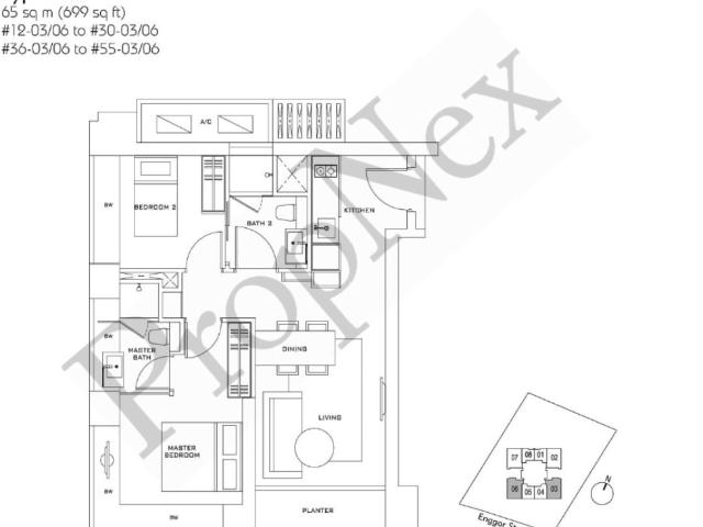 Skysuites @ Anson Condominium For Sale, $1,580,000, 2 Bed 2 Bath 700 sqft $2,257.00 psf