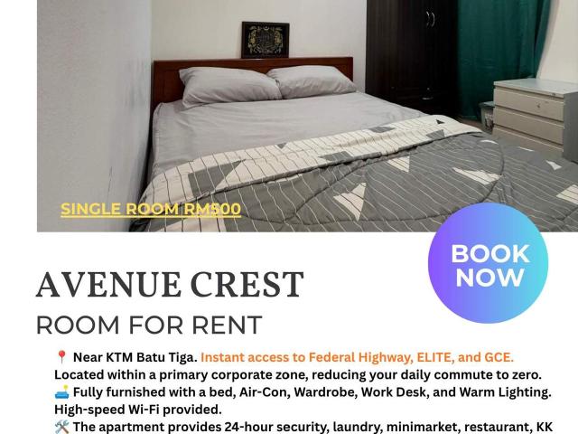 [SHAH ALAM] Available Room For Rent IN ️ AVENUE CREST