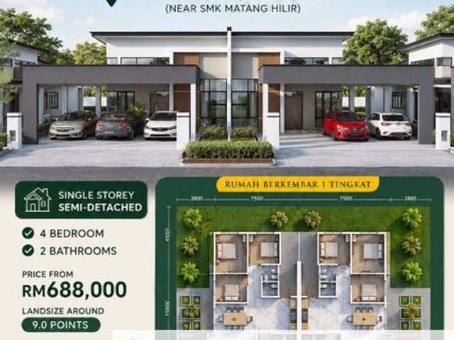 Single Storey Semi Detached at Taman Kayamas, 5 1/2 Matang for booking