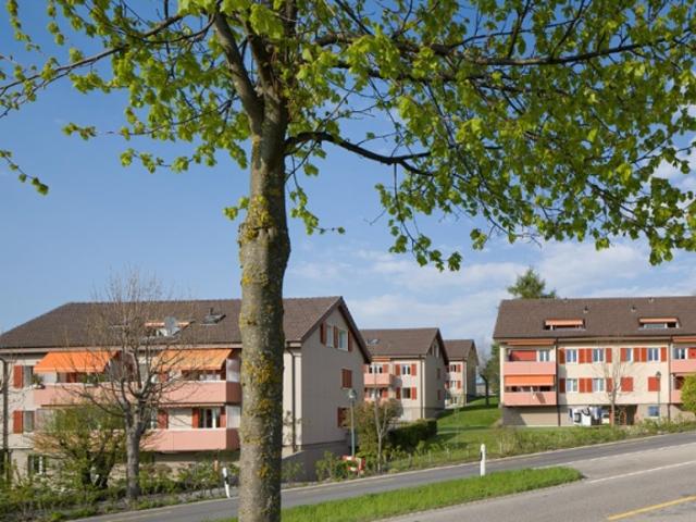 Sicht auf das Bergpanorama aus dem Wohnzimmer