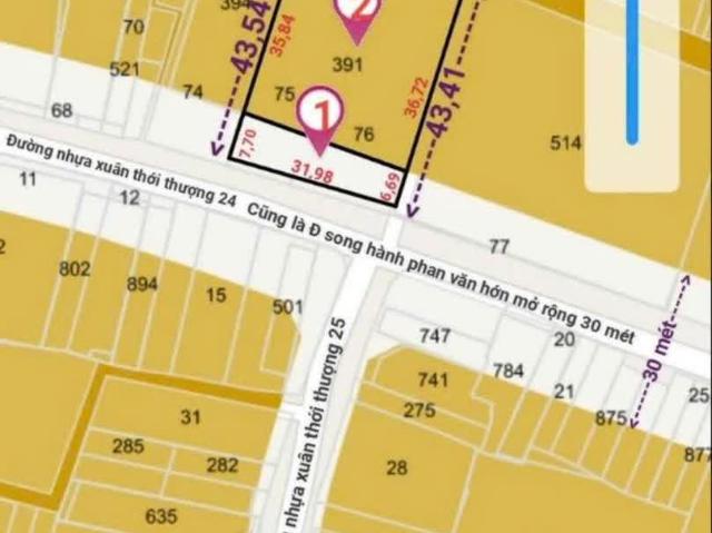 Siêu Phẩm 1.382m Đất 2 Mặt Tiền Nhựa – Trung Tâm Bà Điểm – Hóc Môn