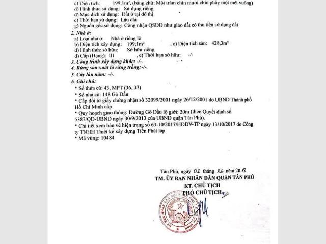 Siêu phẩm nhà mặt phố 146, Gò Dầu, Tân Quý, Tân Phú, TP. HCM, DT 199m2, giá 43,868 tỷ