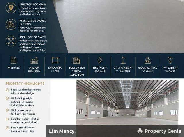 SILC Gelang Patah Medium Industrial Detached Factory For Rent
