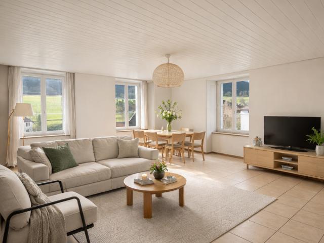 Sonvilier, beautiful 3.5 room apartment on the 2nd floor with modern kitchen
