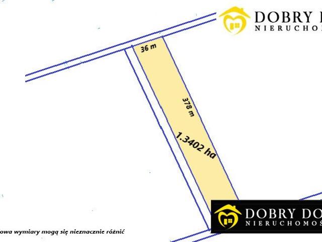 Działka rolna 13 402 m² z dojazdem polną drogą