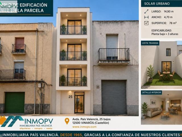 SOLAR URBANO DE 78M2, CON FACHADA Y ESTRUCTURA EXTERIOR! ZON ESTACION AUTOBUSES VINARÒS!