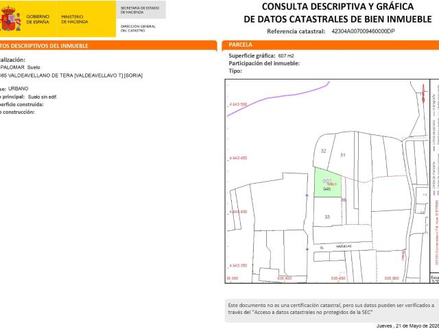 Solar urbano en Valdeavellano de Tera Soria