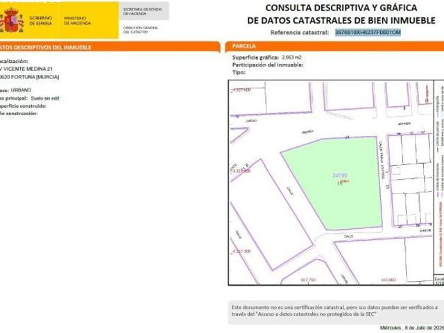 Solar urbano para promoción residencial en Fortuna