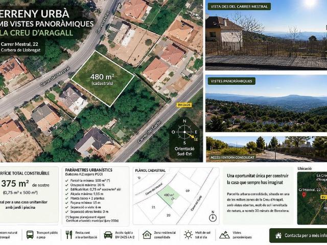 Solar en venta en calle Del Mestral, Corbera de Llobregat, de 480 m² por 79.500