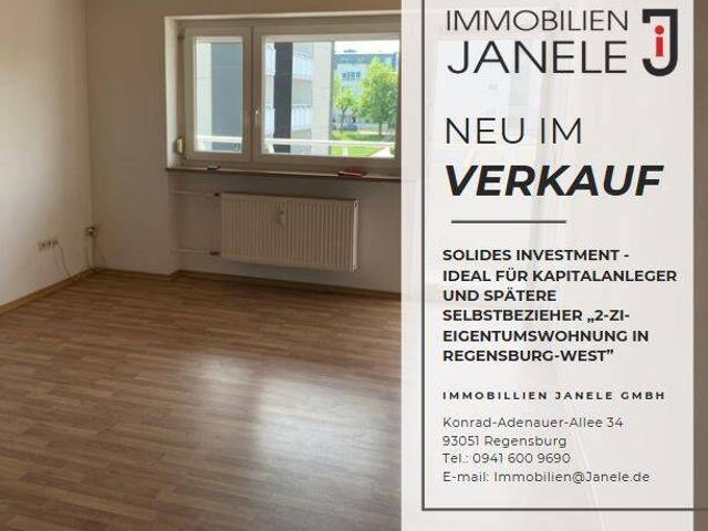 Solides Investment Ideal für Kapitalanleger und spätere Selbstbezieher „2 Zi Eigentumswohnung mit durchdachtem Grundriss in Regensburg West