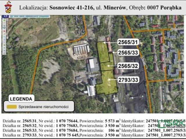 Sosnowiec, Porąbka, ul. Minerów, 13593 m² Działka