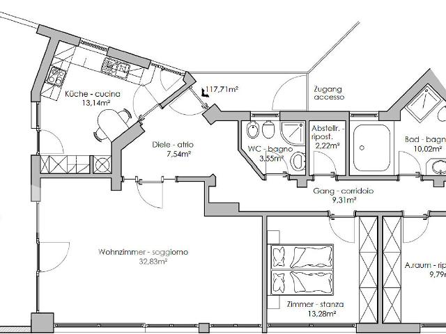 Spazioso appartamento con 3 camere da letto e terrazza in centro W01222