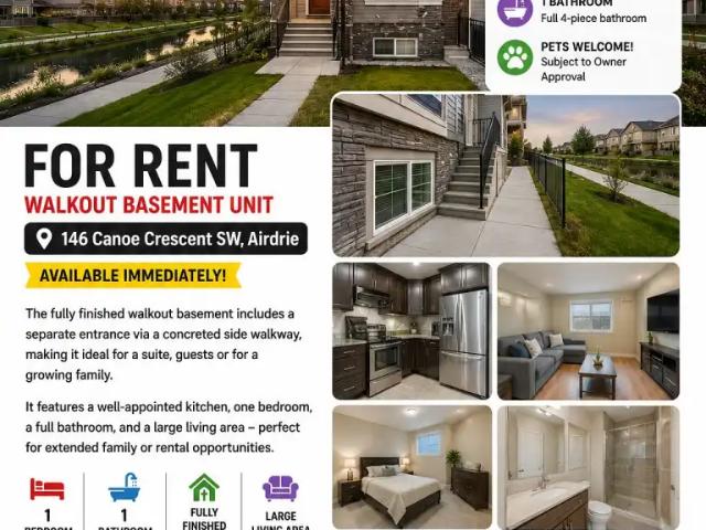 Spacious 1 bed 1 bath fully furnished walkout basement