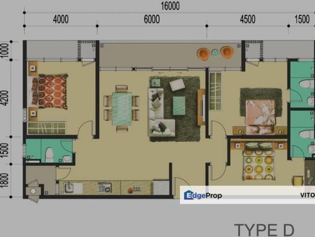 Spacious 3 bedrooms apartment for rent in the city center, fully furnished with complete appliances