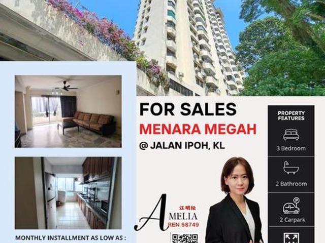 Spacious unit come with 2 Carpark in Menara Megah For Sales