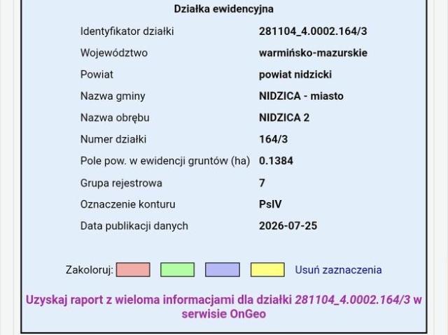 Sprzedam działkę budowlana Nidzica ul. Działdowska