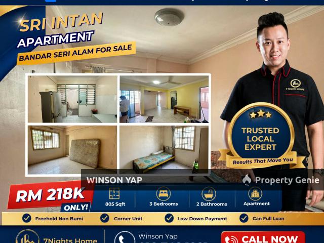 Sri Intan Apartment Bandar Seri Alam Masai Can Full Loan Corner Unit