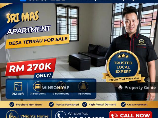 Sri Mas Apartment Taman Desa Tebrau JB Below Bank Value Negoitable