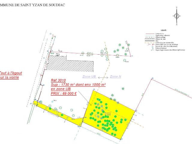 ST YZAN DE SOUDIAC TERRAIN DE 1700 M2