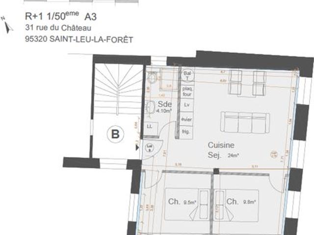 ST LEU/La Chataigneraie Lot n°4 Appartement rénové F3 de 52,09m²
