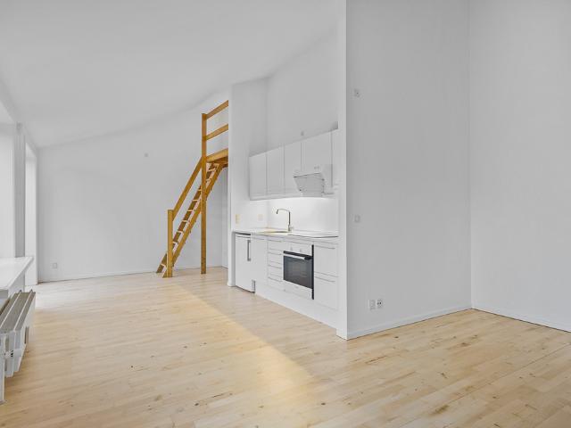 Stor 1 værelses lejlighed på 59 m² med hems