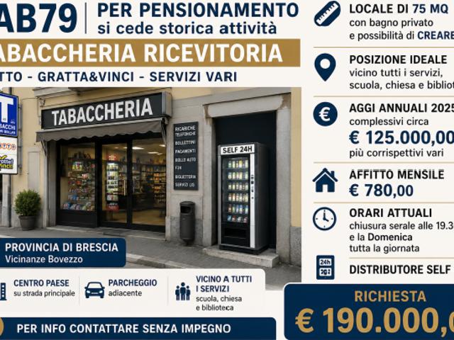 Storica tabaccheria su strada principale con parcheggio rif. TAB79