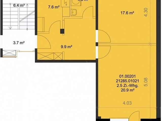 Stadtnahe 2.5 ZW à 60 m² zuoberst im 2. OG