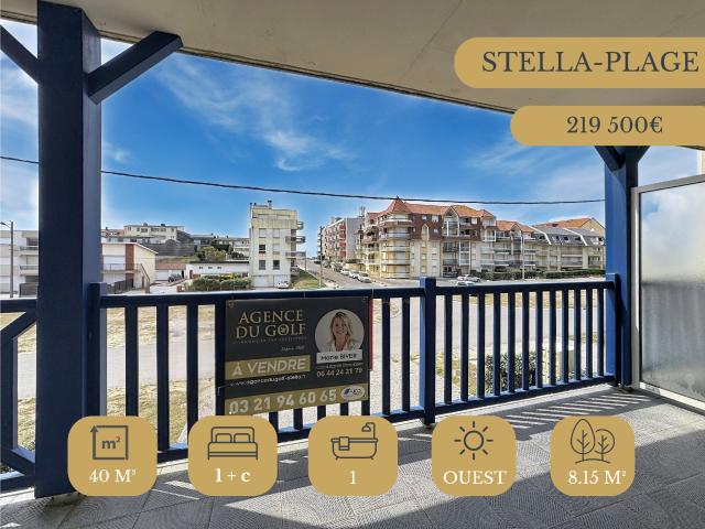 STELLA PLAGE Superbe T2 avec coin nuit, balcon exceptionnel, parking et cellier à 100m de la plage