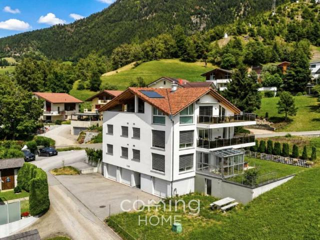 Stilvolle 5.5 Zimmer Gartenwohnung mit Wintergarten und Bergsicht in Ried Brig