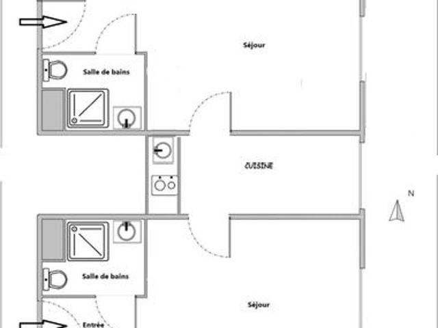 Studio 3 pièces 38 m²